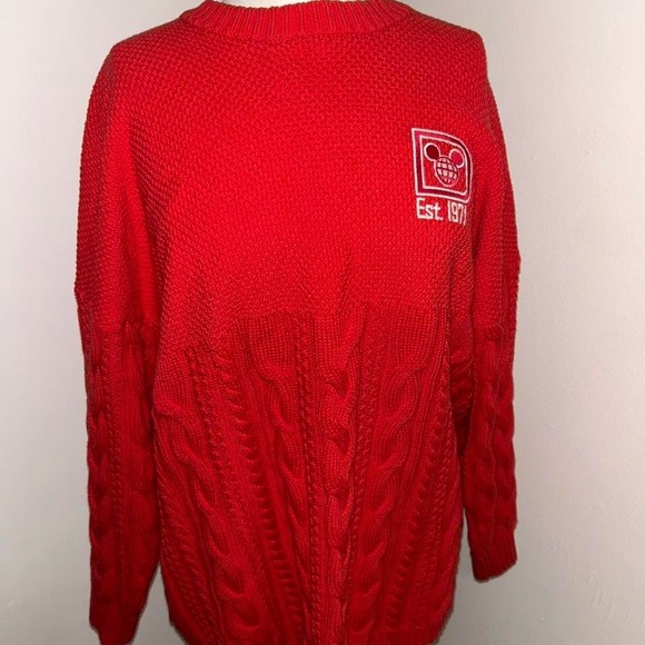 Disney Sweaters - Vintage Walt Disney World Red Cable Knit Sweater M